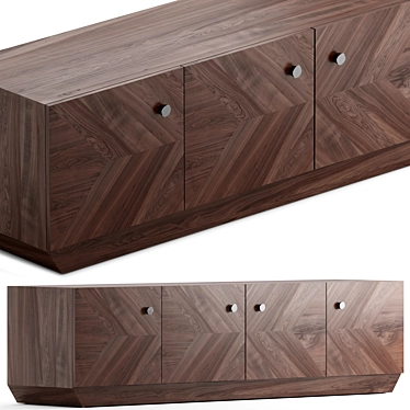 Elegant Wood and Metal Sideboard 3D model image 1 