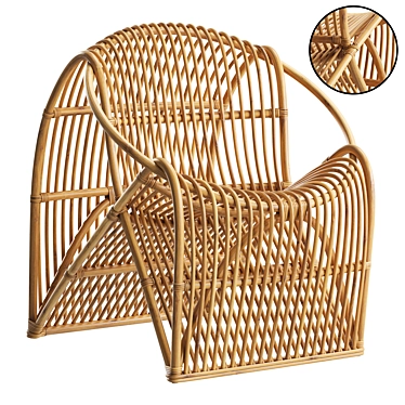 Italian 60s Design Rattan Armchair 3D model image 1 