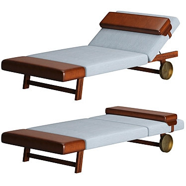 Elegant Handcrafted Mahogany Sunbed 3D model image 1 