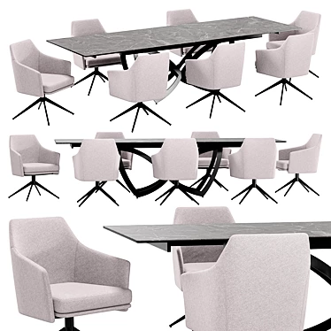 Modern Dining Set Ben Batterfly 200 3D model image 1 