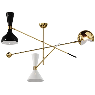 Elegant Brass Orbitale Chandelier 3D model image 1 