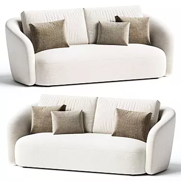 Modern Oatmeal 3 Seater Sofa 3D model image 1 