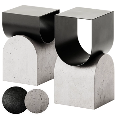 Modern Metal & Concrete Magazine Rack 3D model image 1 