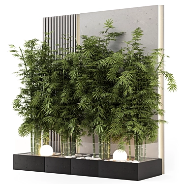 Concrete Base Bamboo Wall Garden 3D model image 1 