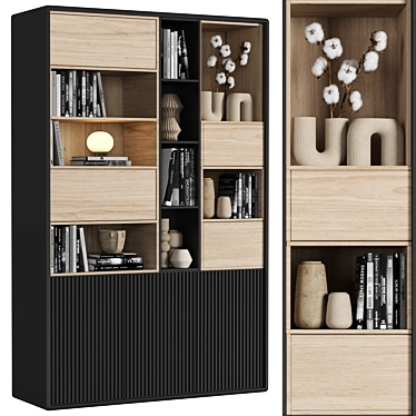 Modular Bookcase with High-Quality Textures 3D model image 1 