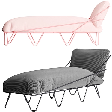 Elegant Cushioned Sun Lounger 3D model image 1 