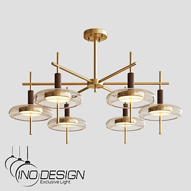 Modern Brass and Brown Metal Chandelier 3D model image 1 