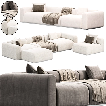 Elegant Braid Mahy Sectional Sofa 3D model image 1 