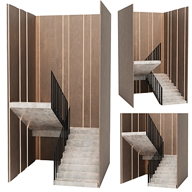 Modern Wood Panel Staircase 3D model image 1 