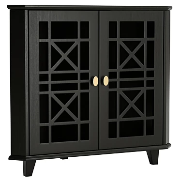 Gwen Fretwork Black Corner Cabinet 3D model image 1 