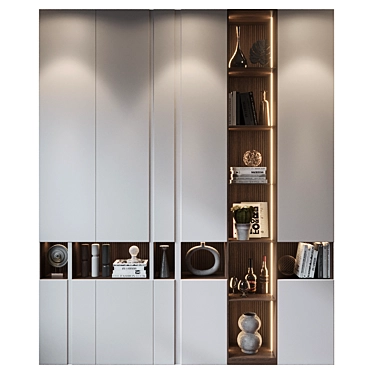 Luxury Wooden Bookshelf GHS-2401 3D model image 1 