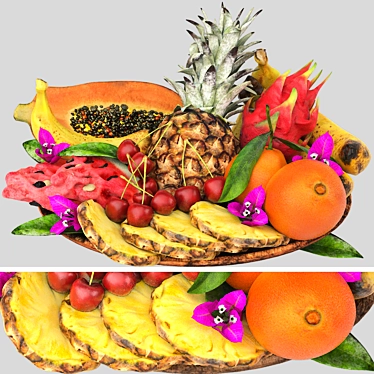 Exotic Tropical Fruits Bowl 3D 3D model image 1 