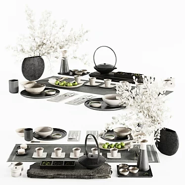 Modern 22-piece Tableware Set 3D model image 1 