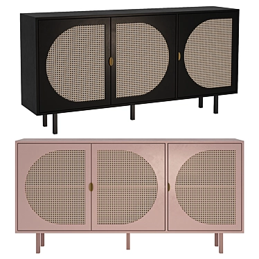 Modern Rattan Sideboard in Pink 3D model image 1 