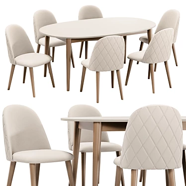 Nicole Dining Set White Beige 3D model image 1 