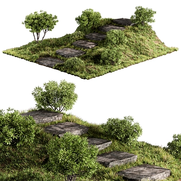 Rock Stairs Garden Landscape Element 3D model image 1 