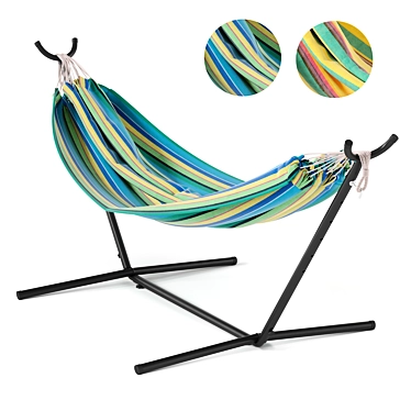 Outdoor Double Hammock with Compact Steel Frame 3D model image 1 