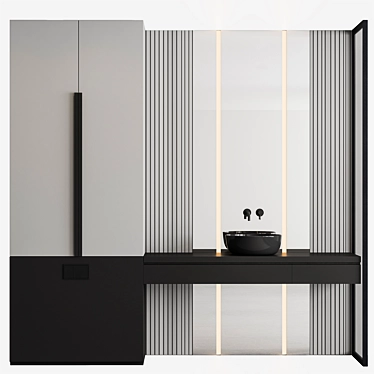 Gray Black Bathroom Set Ensemble 3D model image 1 