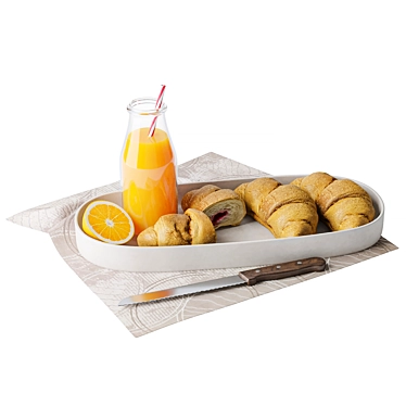 Title: Fresh Baked Croissants Plate 3D model image 1 