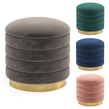 Luxury Velvet Ottoman Set 3D model image 1 