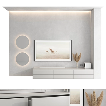 Samsung 65" QLED TV Wall set 3D model image 1 