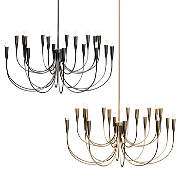 Iiona Brass Candelabra Chandelier, Modern 3D model image 1 