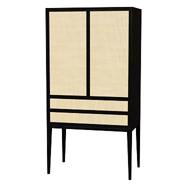 Rattan Style Storage Cabinet 3D model image 1 