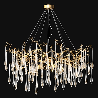 Gilded Teardrop Branch Chandelier 3D model image 1 