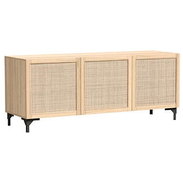 Modern Beech Sideboard with Doors 3D model image 1 