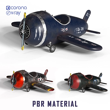 Vintage WW2 Airplane Toy Set 3D model image 1 