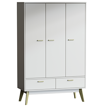 Nordic-3 Light Wardrobe Cabinet 3D model image 1 