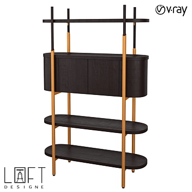 Modern Metal and MDF Shelf 3D model image 1 