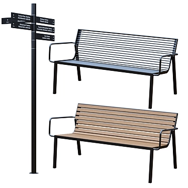 Outdoor Park Furniture Set by mmcité 3D model image 1 