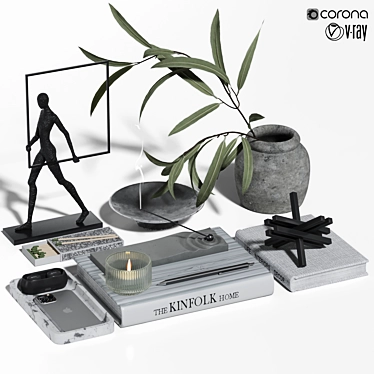 Modern Statue Plant Decor Set 3D model image 1 