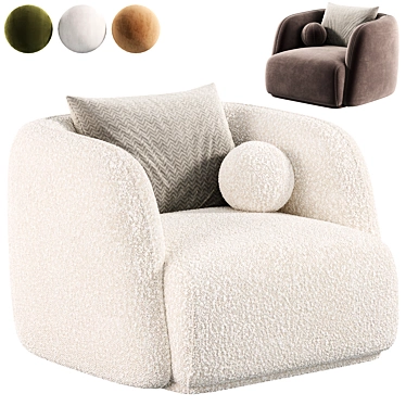 Troy Ivory White Boucle Armchair 3D model image 1 