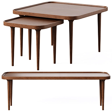 Solid Walnut Coffee Table Magosia 3D model image 1 