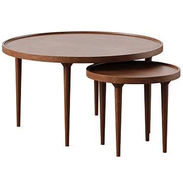 Round Walnut Coffee Table Magosia 3D model image 1 