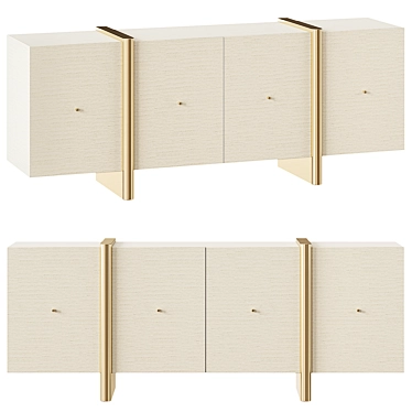 Lacquered White Linen Credenza 3D model image 1 