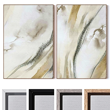 Large Wall Paintings with Textured Frames 3D model image 1 