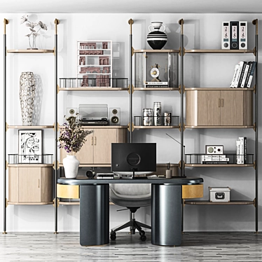 Modern Office Furnishings Set 3D model image 1 