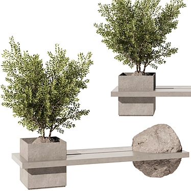 Outdoor Rock Olive Bench Vray 2016 3D model image 1 