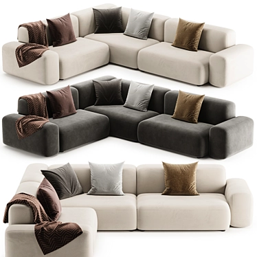 Modern Modular Corner Sofa Set 3D model image 1 