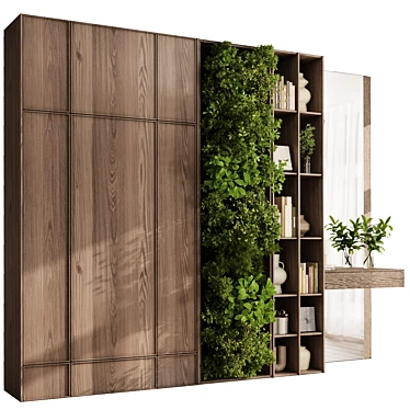 Modern Wooden Cabinets with Decorative Shelves 3D model image 1 