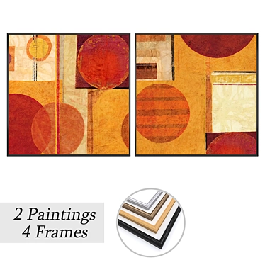 Art Print Set with Frames 3D model image 1 