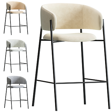 Velvet Taupe Bar Stool Set 3D model image 1 