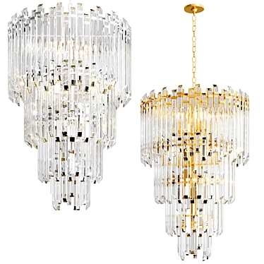 Exquisite Three-Tier Chandelier Beauty 3D model image 1 