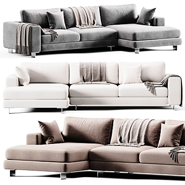 Modern Fabric Sectional Sofa Set 3D model image 1 