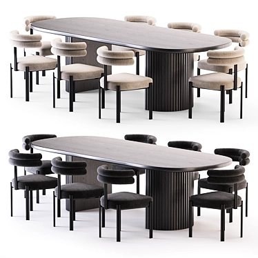  Modern Dining Set with Chair & Table 3D model image 1 