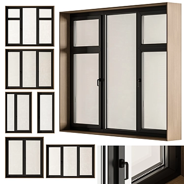 Wooden Window Frame Set 23 3D model image 1 