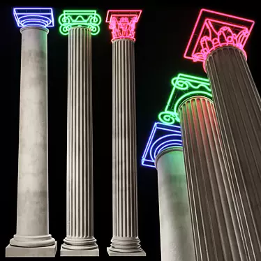 Designer Neon-Lit Columns 3D model image 1 